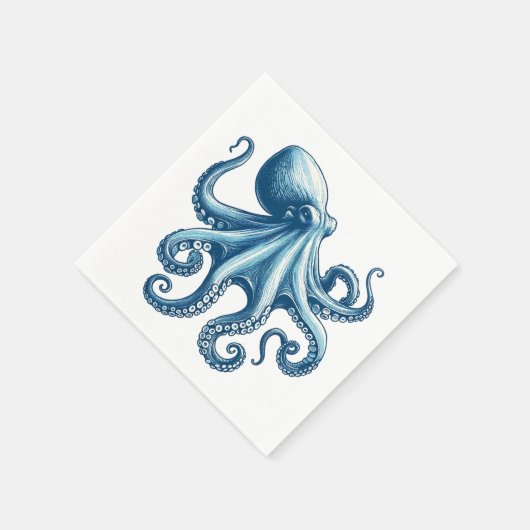 Octupus nautische papieren servetten (Hoek)