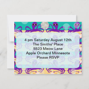 Octupus Octo Party Time Invite Kaart