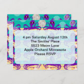 Octupus Octo Party Time Invite Kaart (Voorkant / Achterkant)