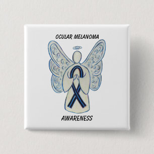Oculair Melanoom Bewustheid Ribbon Angel Aangepast Vierkante Button 5,1 Cm