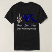 Ocular Melanoma Awareness Peace Love Hope Black & T-shirt (Design voorkant)