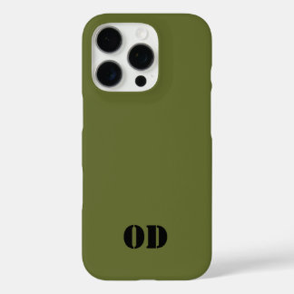 OD green custom monogram personalized iPhone 16 Pro Hoesje