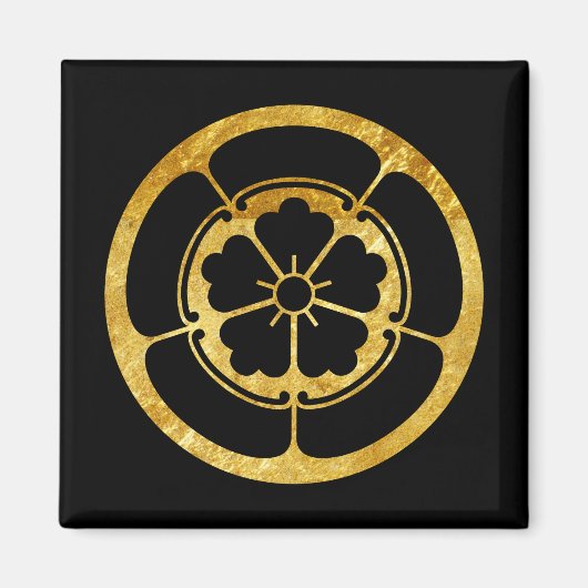 Oda Mon Japans samurai clan gold zwart op zwart Magneet (Voorkant)