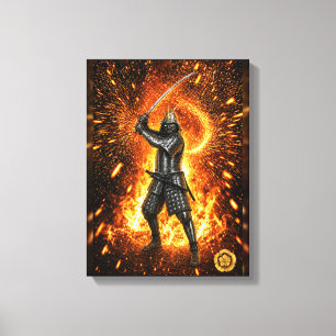 Oda Nobunaga Samurai Harnas Vuur 12x16 Canvas Afdruk