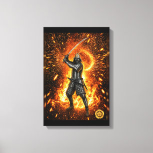 Oda Nobunaga Samurai Harnas Vuur 12x18 Canvas Afdruk