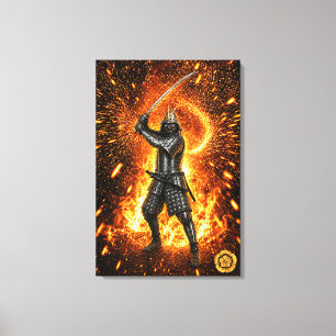Oda Nobunaga Samurai Harnas Vuur 20x30 Canvas Afdruk