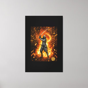 Oda Nobunaga Samurai Harnas Vuur 40x60 Canvas Afdruk