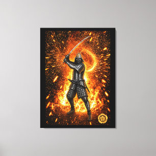 Oda Nobunaga Samurai Pantser Vuur 30x40 Canvas Afdruk