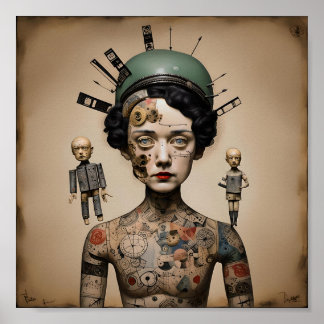 Odd Doll Surrealist AI afbeelding 007 P Poster