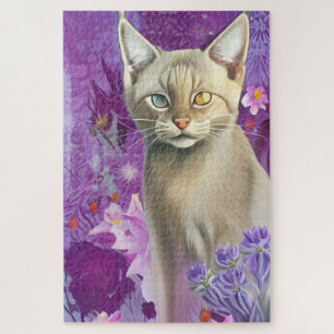 Odd Eyed Siamese Kitten in paars Legpuzzel