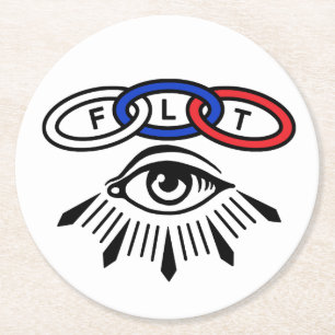 Odd Fellows Eye en Links Ronde Kartonnen Onderzetter