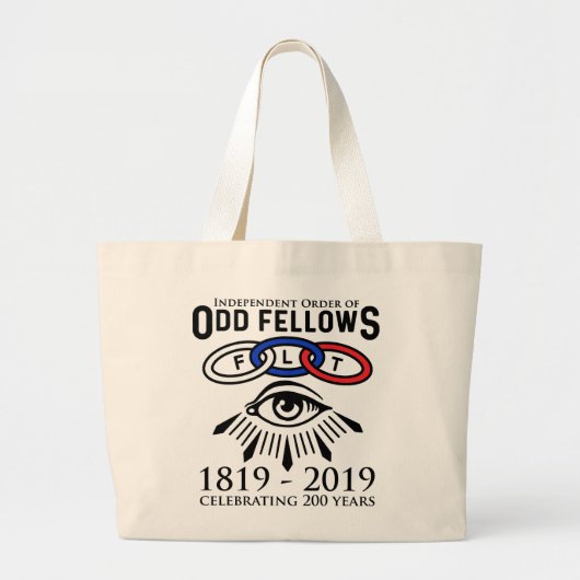 Odd Fellows Links en Eye 200th Jubileum Grote Tote Bag (Voorkant)