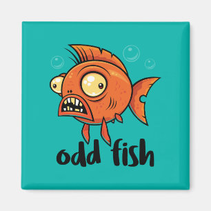 Odd Fish Quirky Funny Oranje Goudvis Cartoon Magneet