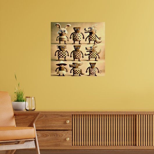 Odd Friends - Checker & Stippen Creature Family Poster (Woonkamer 2)