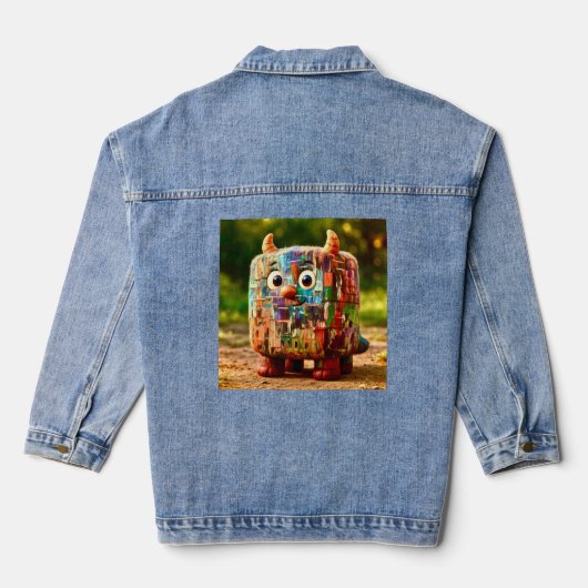 Odd Friends - Patchwork Cube Monster Poster Denim Jacket (Achterkant)