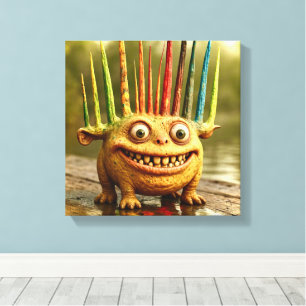 Odd Friends – Rainbow Spikes Monster Canvas Afdruk