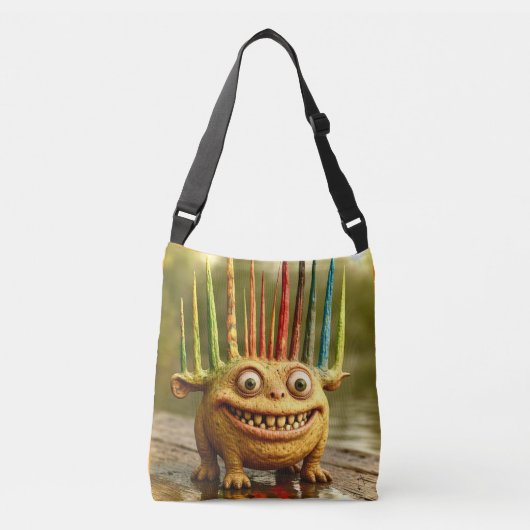 Odd Friends – Rainbow Spikes Monster Canvas Crossbody Tas (Voorkant)