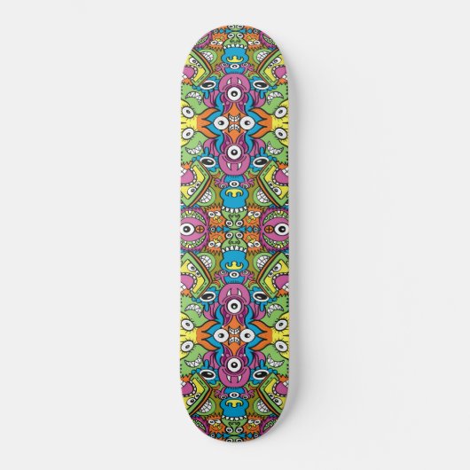 Odd glimlachende ritters in een wit patroonontwerp skateboard (Voorkant)