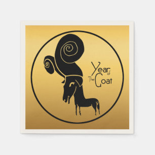Odd Gold Ram Goat Chinees jaar Zodiapapier Napkin Servet