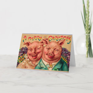 Odd paar kerst Kaart varken paar!