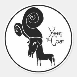 Odd Ram Geit Chinees Jaar Zodiac Verjaardag Sticke Ronde Sticker