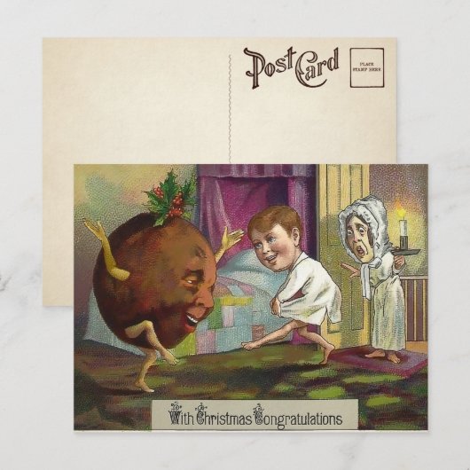 Odd Victoriaans Kerstfeest Gefeliciteerd Briefkaar Briefkaart (Voorkant / Achterkant)