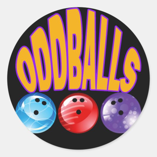 ODDBALLS - NAAM BOWLINGTEAM RONDE STICKER (Voorkant)