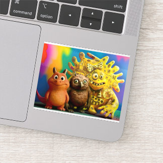 OddFriends - Kleurrijke Fantasy Creature Trio Canv Sticker