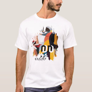 ODDO Abstracte Borstelkunst | Moderne Kleurrijke E T-shirt