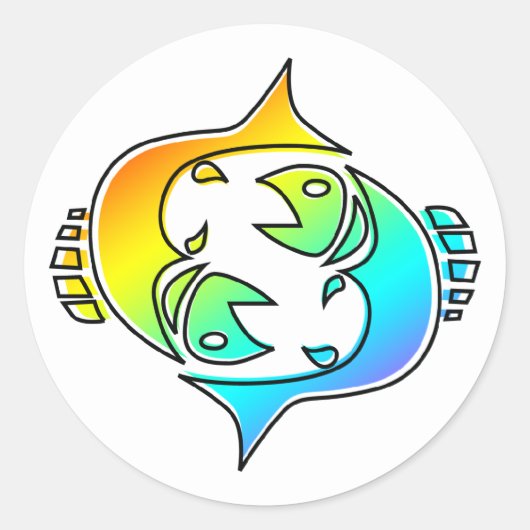 oddRex pisces Ronde Sticker (Voorkant)