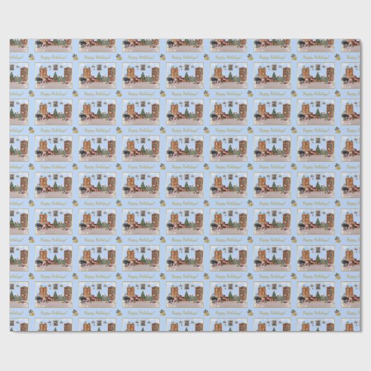 Ode aan de Notenkraker Ballet Blauw Cadeaupapier (Vlak)