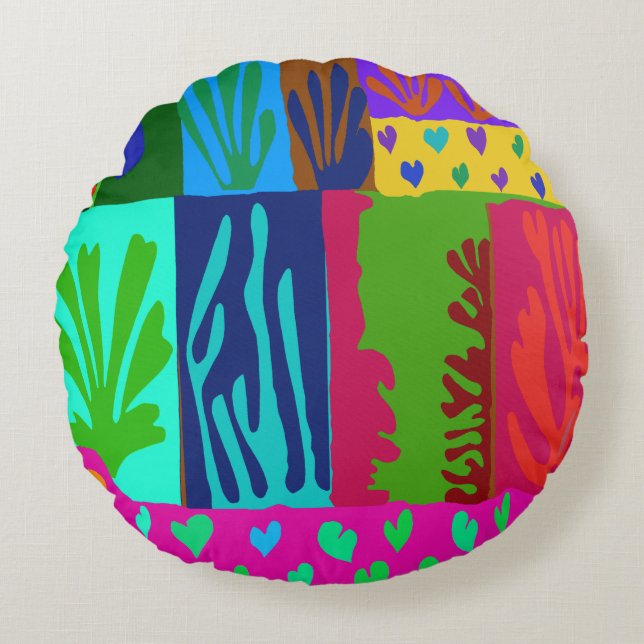 Ode aan Matisse Collage Rond Kussen (Voorkant)