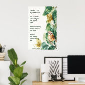 Ode aan Spring Poem met Brown Bird Wren Poster (Thuiskantoor)