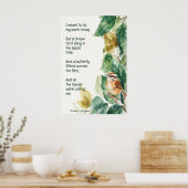 Ode aan Spring Poem met Brown Bird Wren Poster (Keuken)