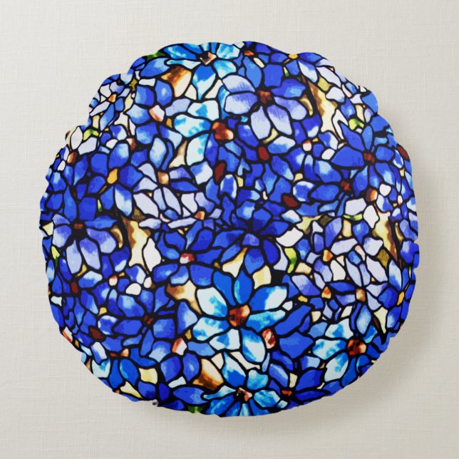 Ode aan Tiffany Clematis Rond Kussen (Voorkant)