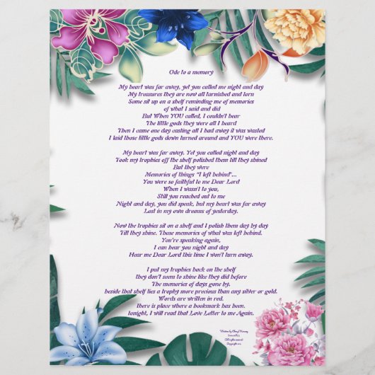 Ode to A Memory Poetry Personnalisé Papier (Dos)