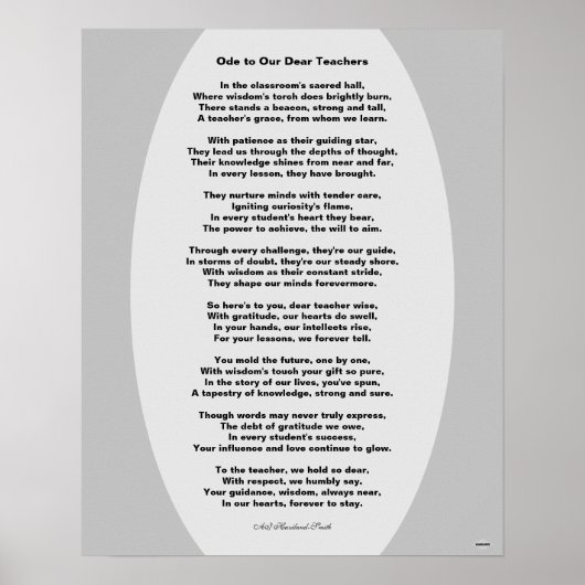 Ode to Our Chers enseignants Poem Poster Poster HA (Devant)