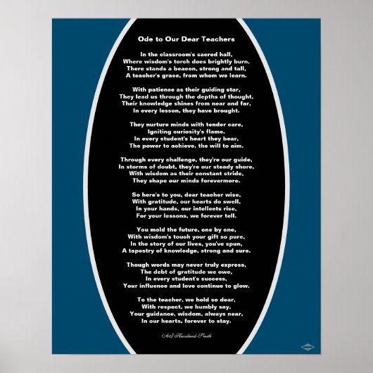 Ode to Our Chers enseignants Poem Poster Poster HA (Devant)