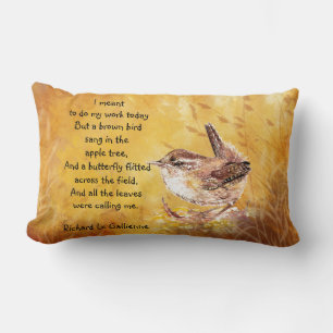 "Ode to Spring" Waterverf Natuur bruine vogel Kussen