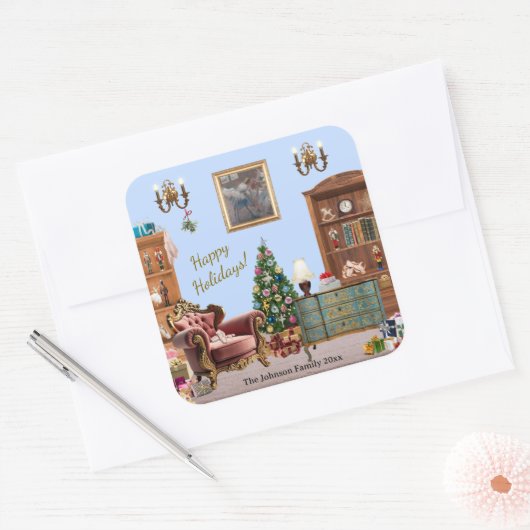 Ode to The Nutcracker Ballet Blue Vierkante Sticker (Envelop)