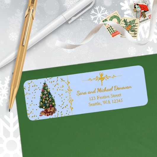 Ode to The Nutcracker Tree Blue Address Label