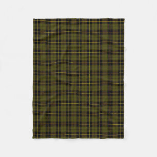Odeeggroen gelooid zwart/geel/goud fleece deken