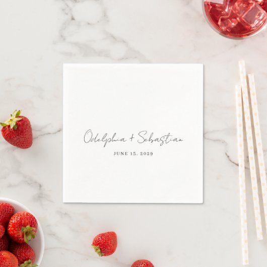Odelphia Modern Script minimale elegante bruiloft Servet (Insitu)