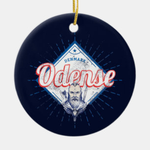 Odense City Denmark Retro Viking  Souvenir Keramisch Ornament