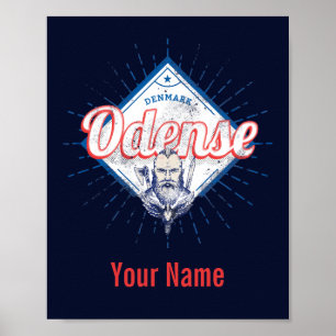 Odense City Denmark Retro Viking Souvenir Poster