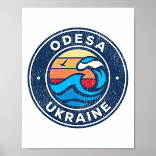 Odesa Oekraïne Vintage Zeevaartgolven Ontwerp Poster