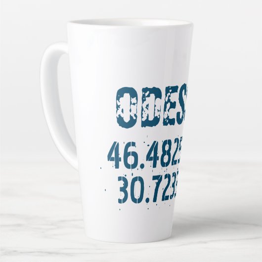 Odessa Oekraïne Latitude & Lengtegraad Verhard Latte Mok (Linkerhoek)