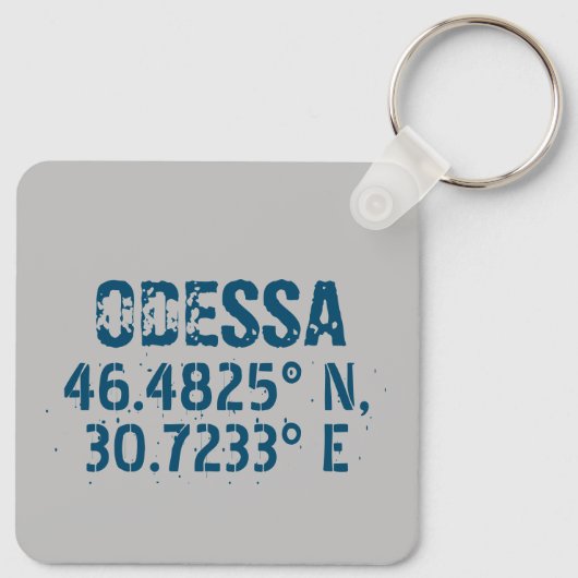 Odessa Oekraïne Latitude & Lengtegraad Verhard Sleutelhanger (Achterkant)