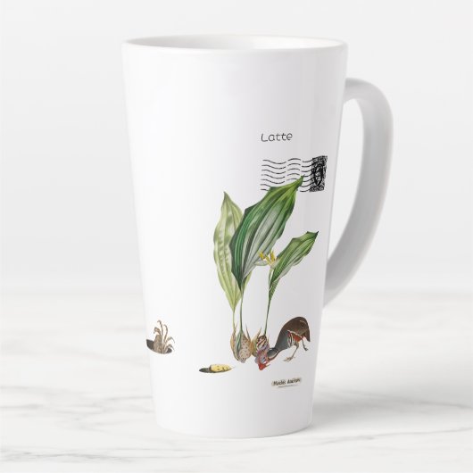 Odfish Shellfish Latte Mug, White Ceramic Tall Mug (Angle droit)