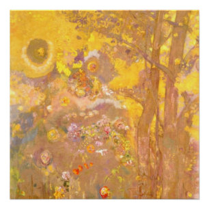 Odilon Redon - Boom op gele achtergrond Perfect Poster
